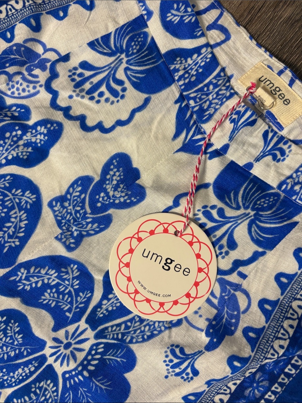 Umgee Blue & White Floral Wide-Leg Women’s Pants - Picture 2 of 5